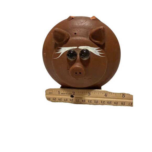 Handcrafted Mexican Terracotta Piggy Bank Decor Missing Top Handle - Picture 8 of 8